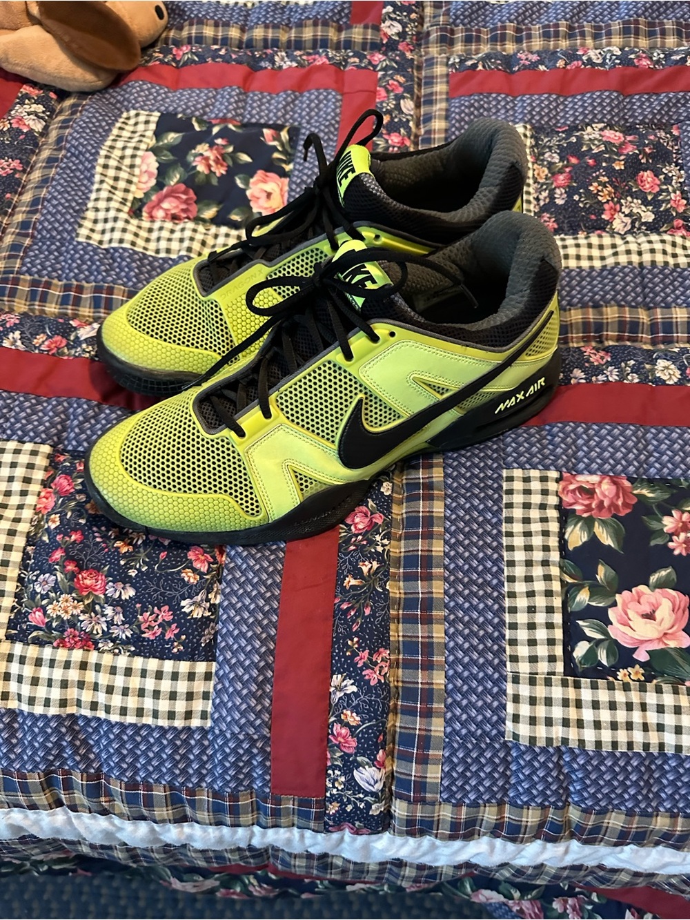Nike Neon Green and Black Max Air Athletic Shoes